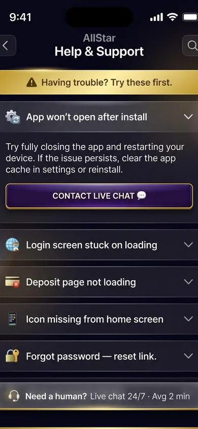 AllStar app — common issues & fixes – AllStar
